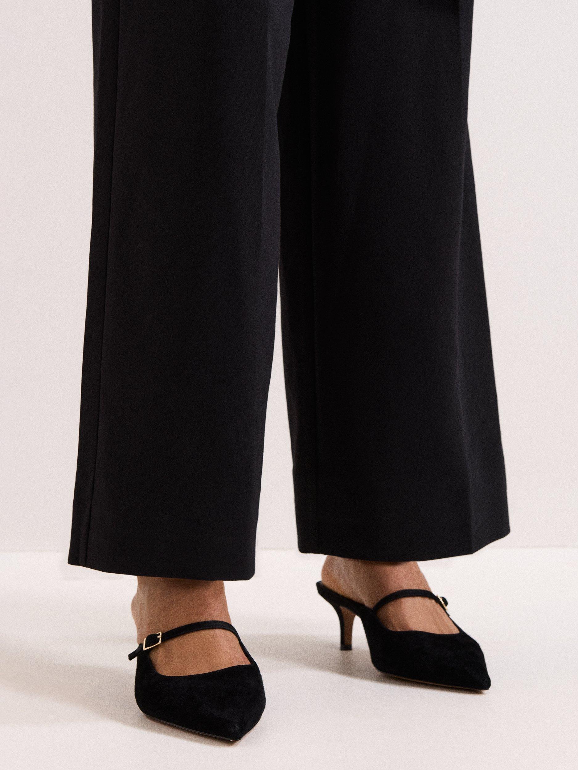 Product image 7 of 8, which shows Phase Eight Suede Mary Jane Mules, Black, 3