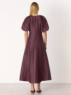 Whistles Linen Rich Taffeta Maxi Dress, Burgundy - view 2, Burgundy