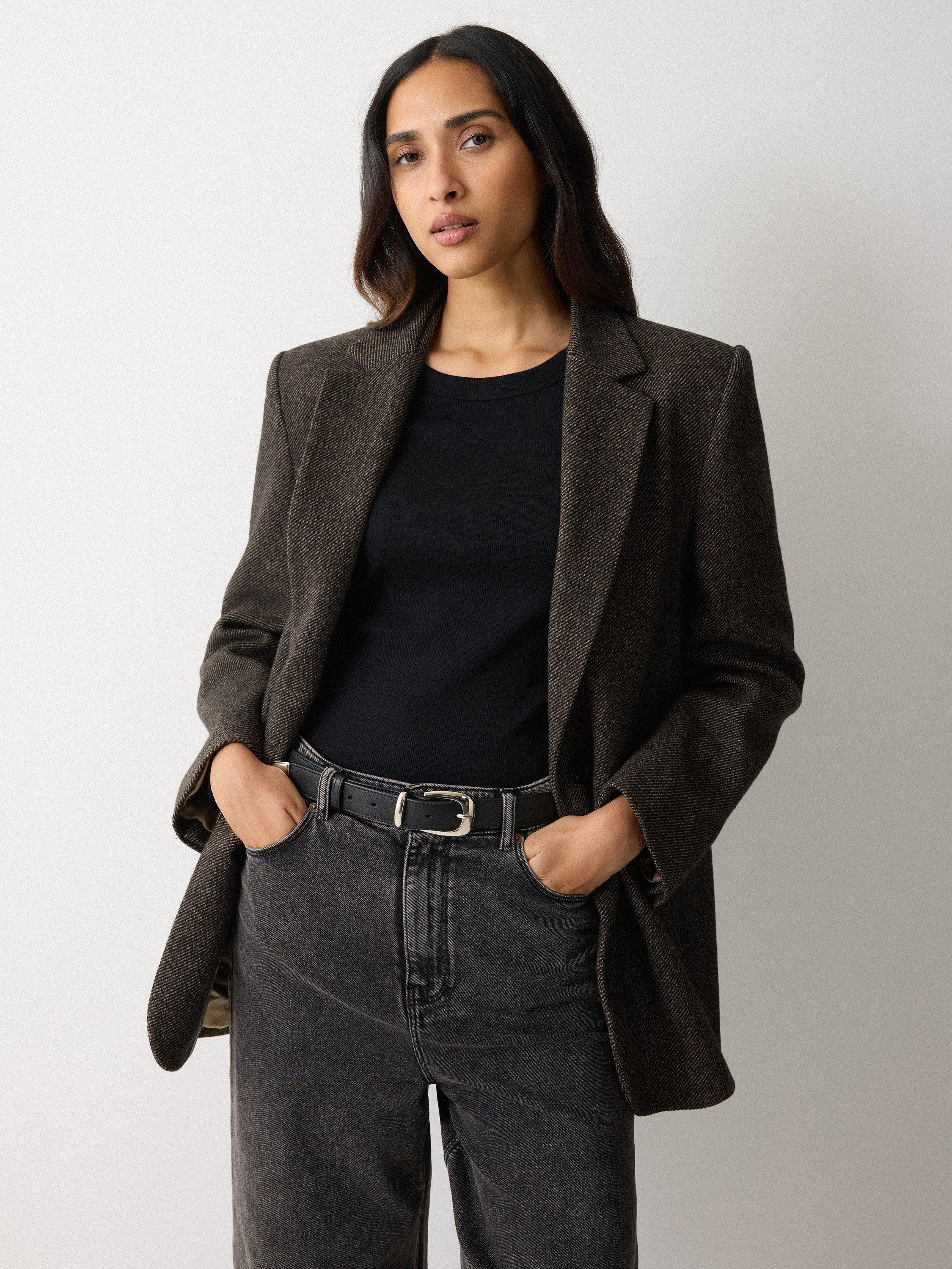 Product image 1 of 7, which shows Jigsaw Langford Wool Rich Blazer, Brown, 6