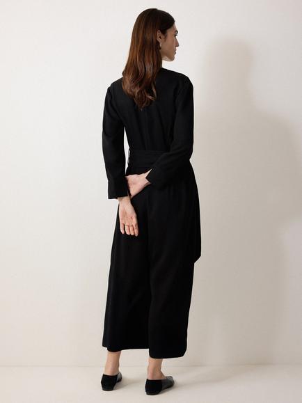 Jigsaw Wrap Crepe Cropped Jumpsuit, Black - view 2, Black