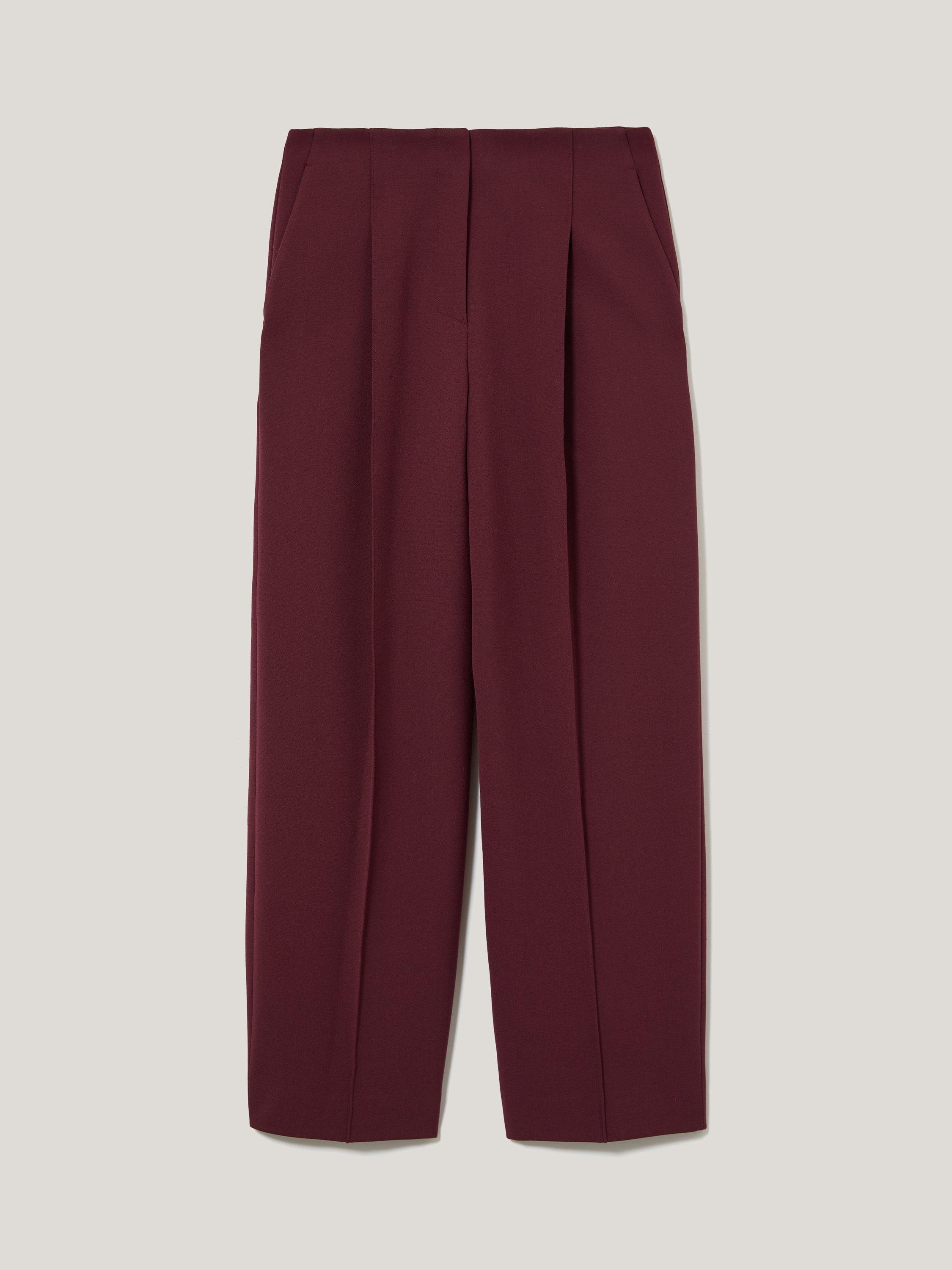 Product image 5 of 5, which shows Jigsaw Warren Pleated Trousers, Burgundy, 6
