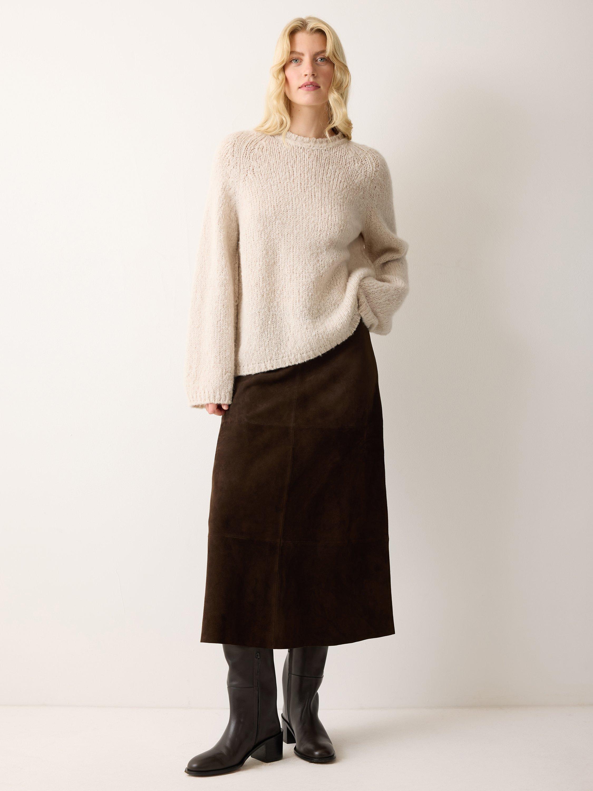 Product image 2 of 7, which shows Jigsaw Leather Block Heel Riding Boots, Brown, EU36