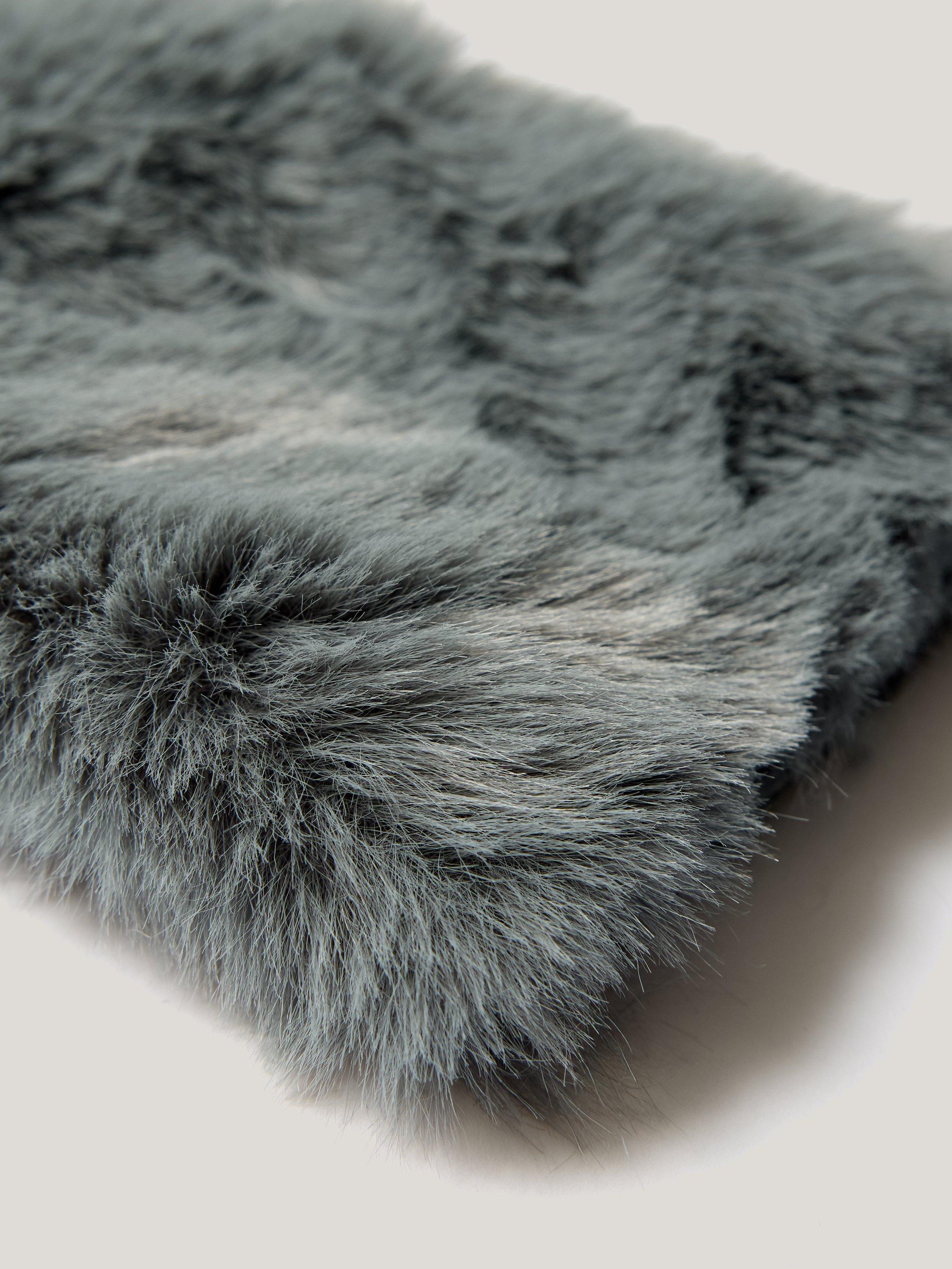 Product image 3 of 5, which shows Jigsaw Faux Fur Mittens, Blue, One Size