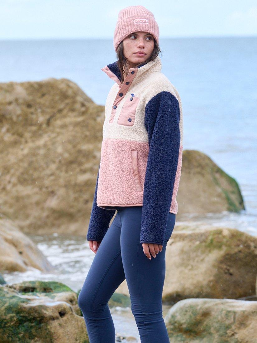 Product image 2 of 4, which shows ACAI Women's Campfire Colour Block Fleece, Dusky Pink, 6