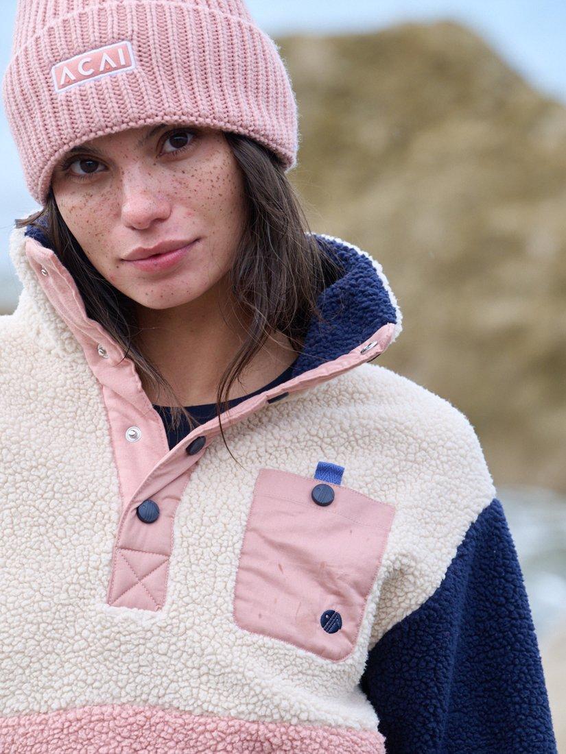 Product image 3 of 4, which shows ACAI Women's Campfire Colour Block Fleece, Dusky Pink, 6