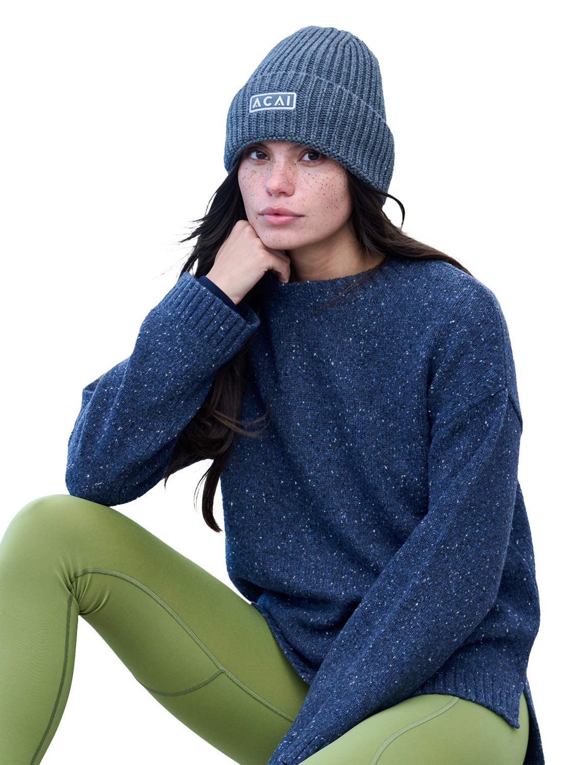 Product image 1 of 6, which shows ACAI Women's Dusk Wool Blend Knitted Jumper, Deep Navy, 6