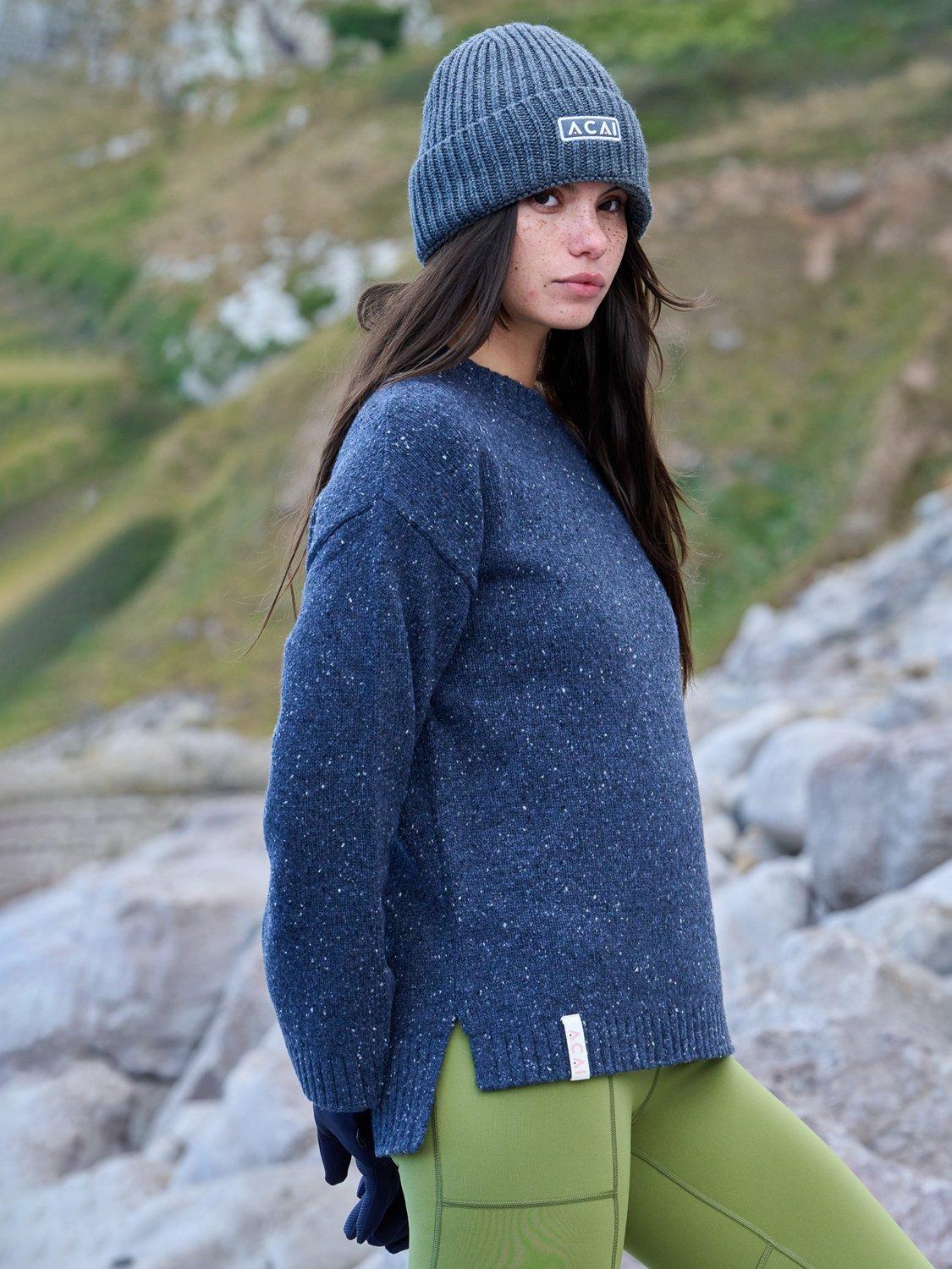Product image 3 of 6, which shows ACAI Women's Dusk Wool Blend Knitted Jumper, Deep Navy, 6