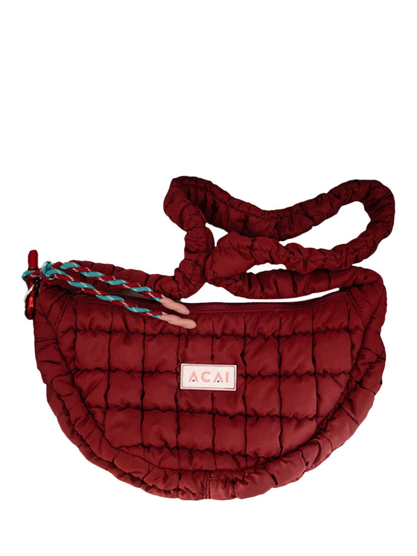 Product image 1 of 2, which shows ACAI Quilted Sling Bag, Cabernet