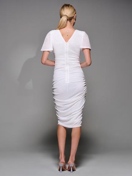Jolie Moi Flare Sleeve Sequin Dress - view 2, White