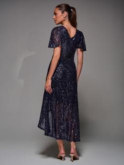 Jolie Moi Angel Sleeve Sequin Dress, Black Purple - view 2, Black Purple