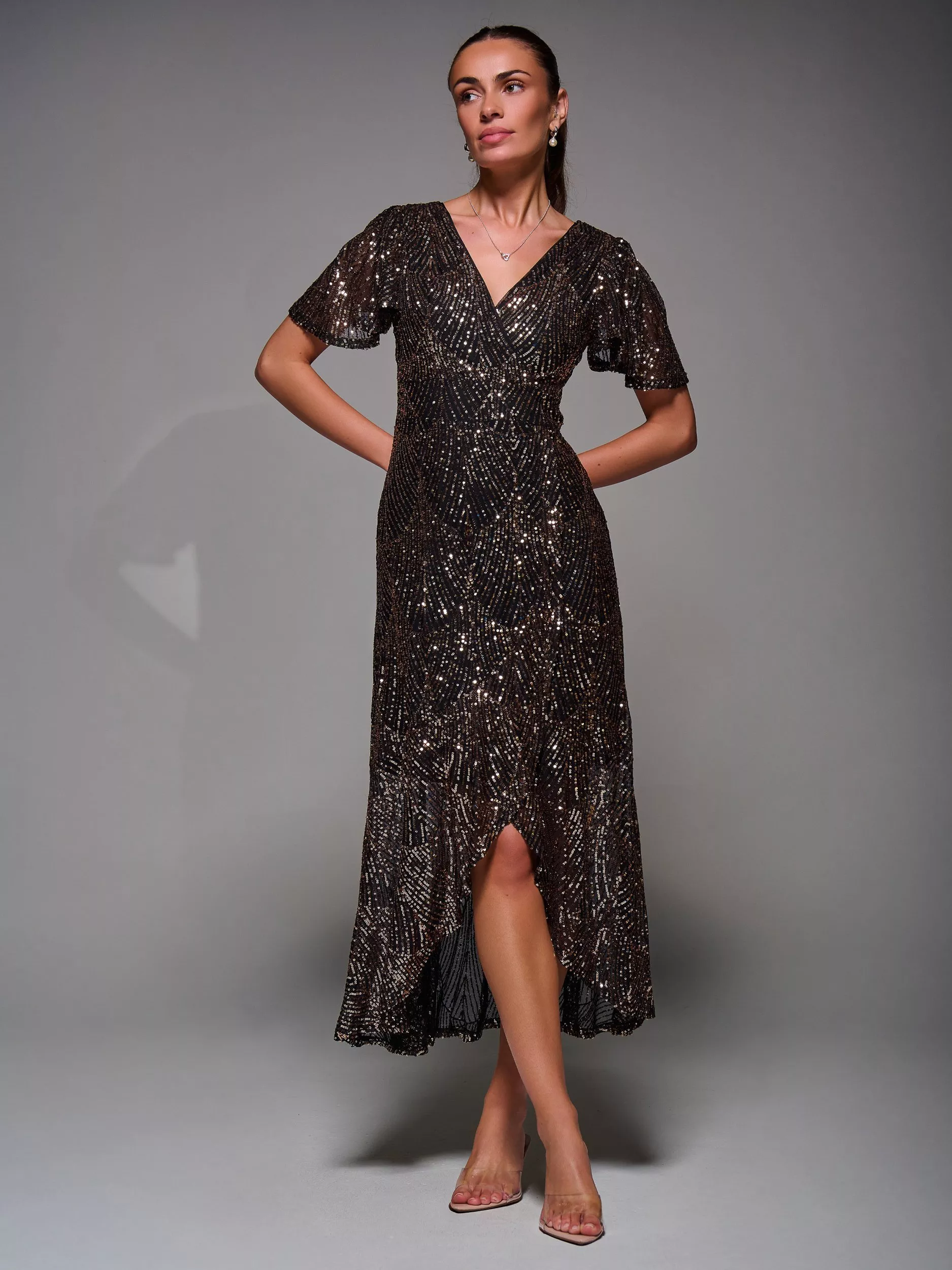Gold Wrap Dresses | John Lewis & Partners