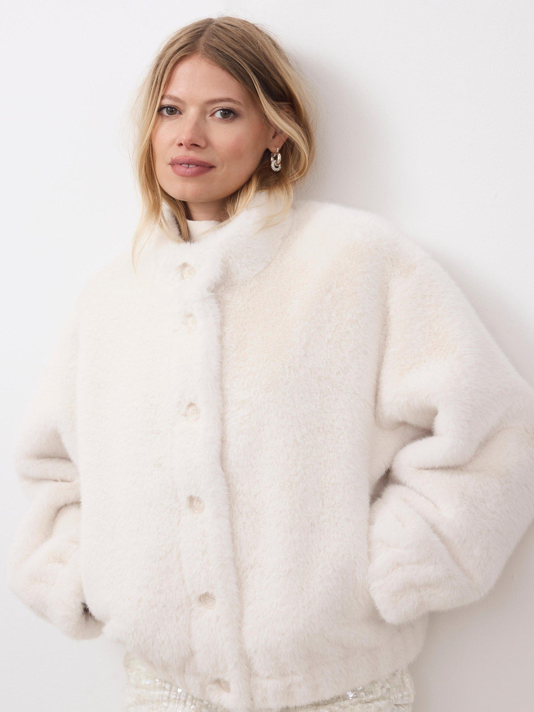 Product image 3 of 8, which shows Mint Velvet Faux Fur Bomber Jacket, White, S