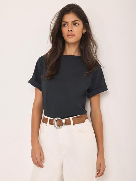 Mint Velvet Ultimate Crew Neck T-Shirt, Blue Navy, Blue Navy