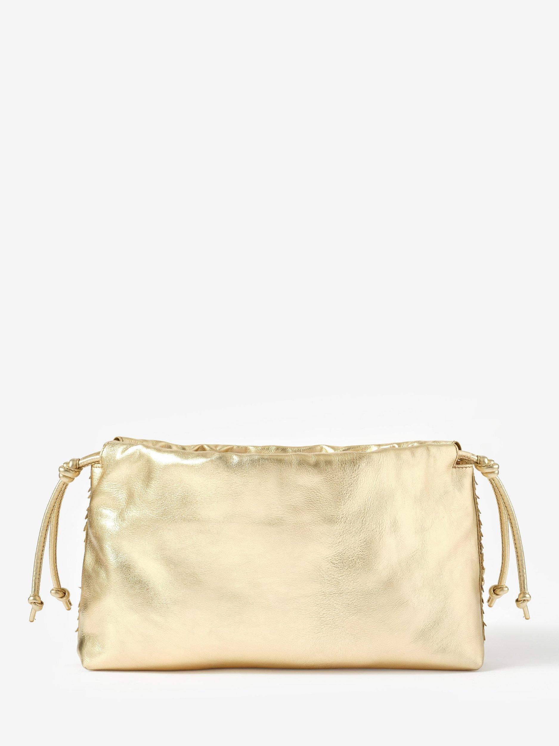 Product image 3 of 3, which shows Mint Velvet Textured Clutch Bag, Gold, One Size