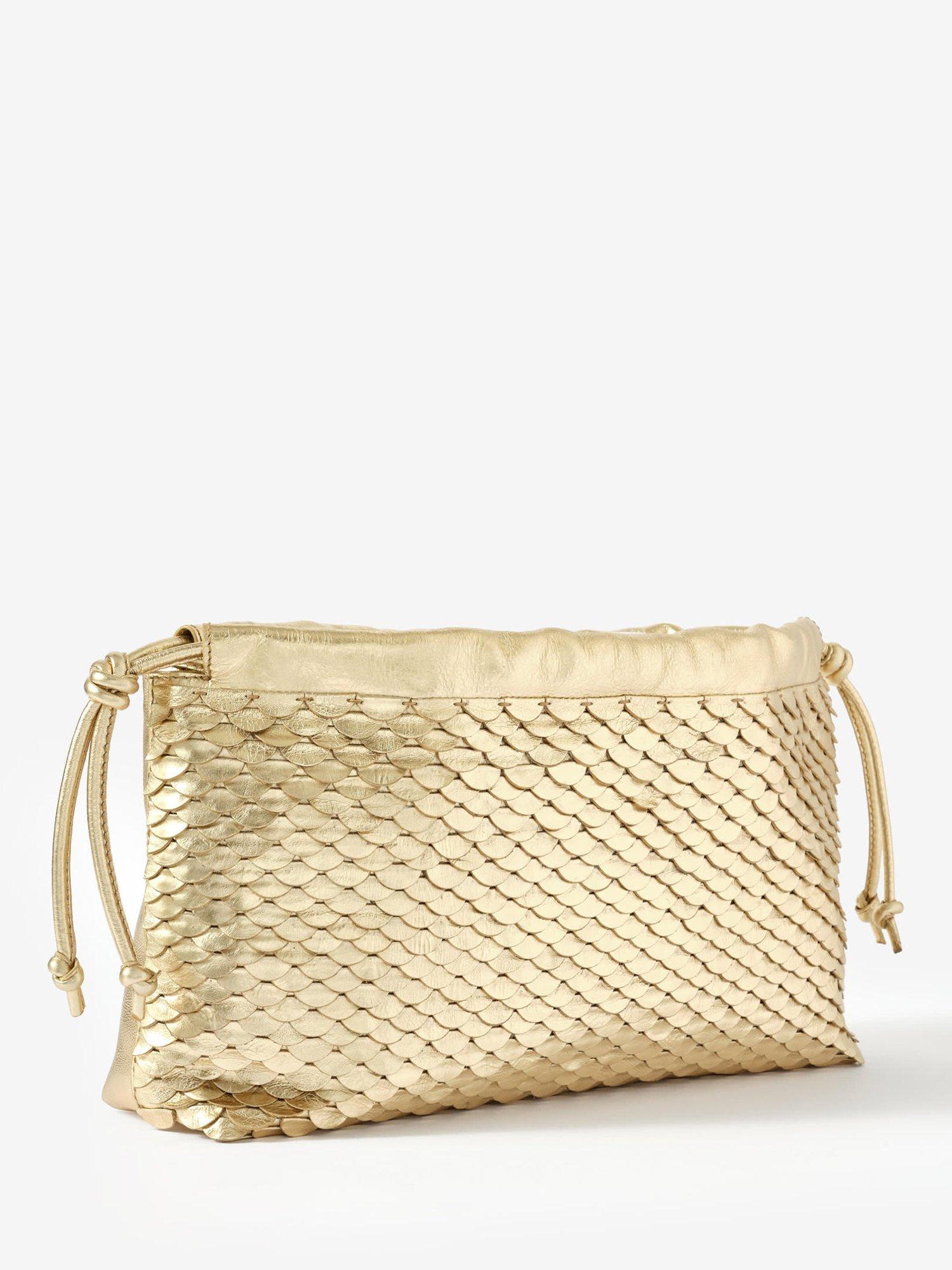 Product image 2 of 3, which shows Mint Velvet Textured Clutch Bag, Gold, One Size