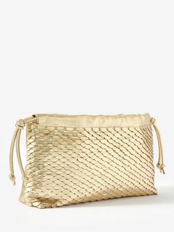 Mint Velvet Textured Clutch Bag, Gold - view 2, Gold
