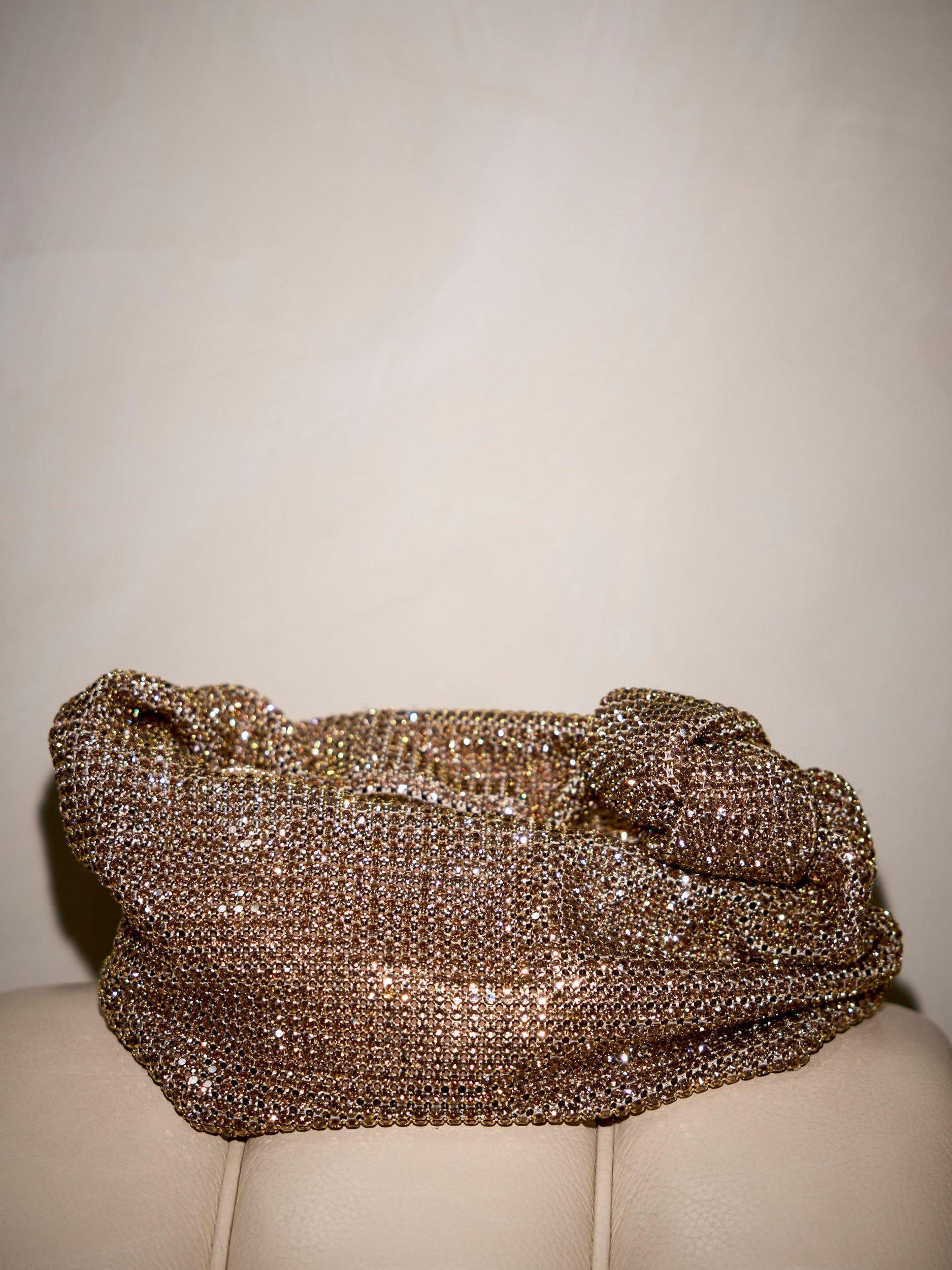 Product image 3 of 5, which shows Mint Velvet Diamante Grab Bag, Gold, One Size