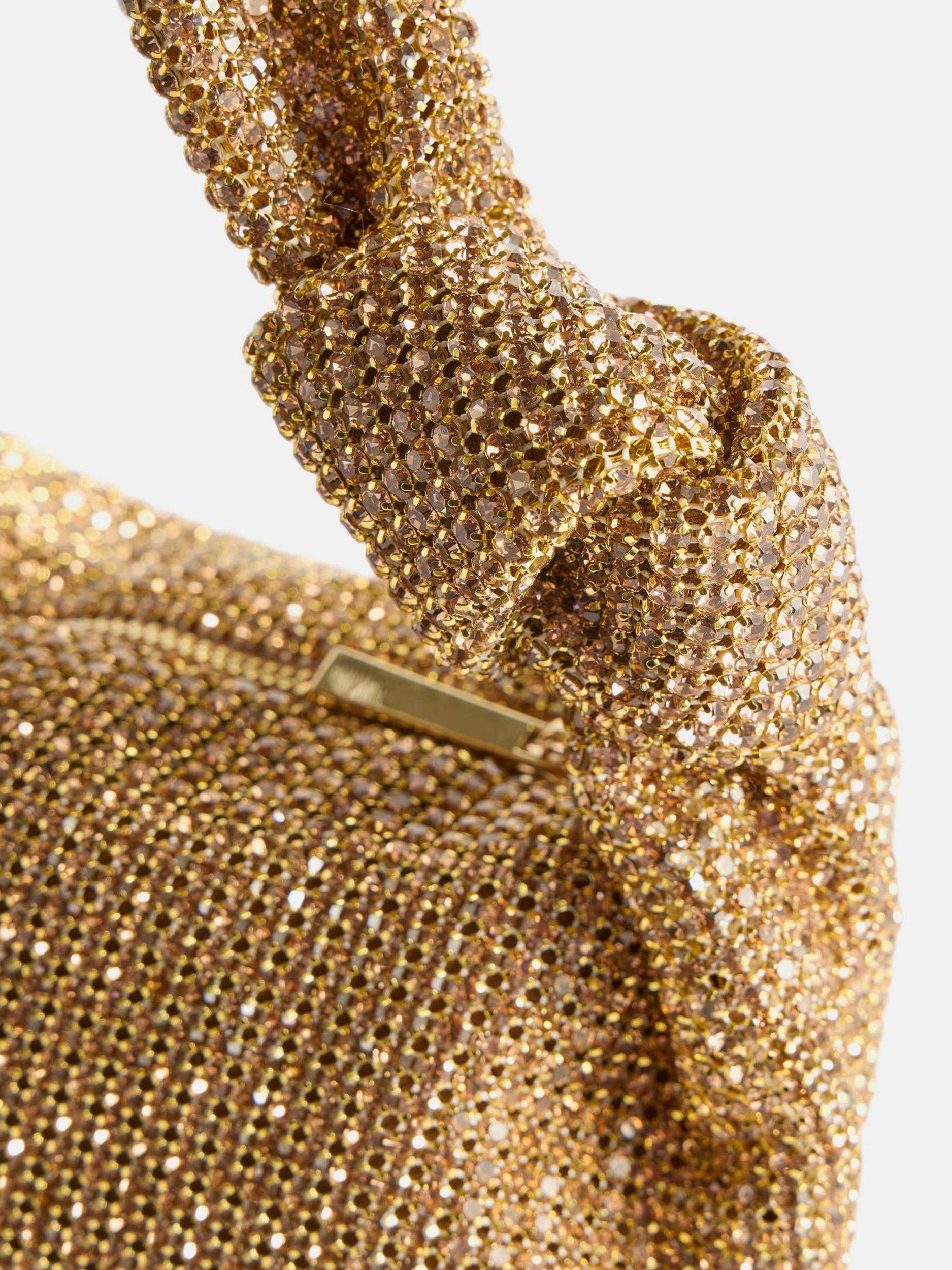 Product image 4 of 5, which shows Mint Velvet Diamante Grab Bag, Gold, One Size