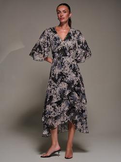 Jolie Moi Frill Trim Mesh Dress, Black