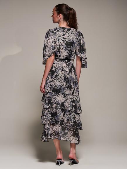 Jolie Moi Frill Trim Mesh Dress - view 2, Black