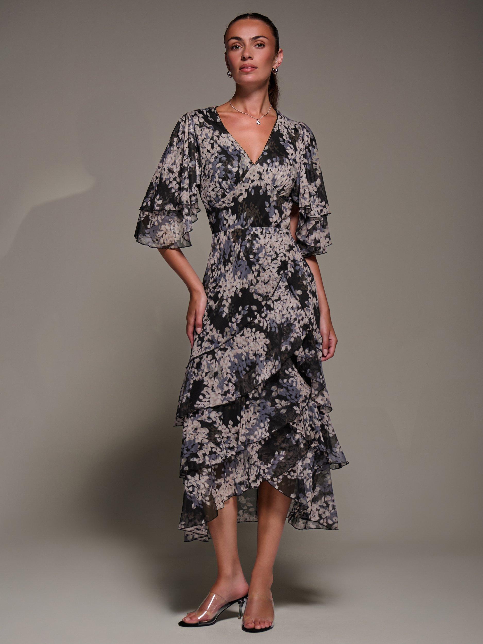 Product image 5 of 8, which shows Jolie Moi Frill Trim Mesh Dress, Black, 8