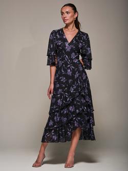 Jolie Moi Frill Trim Mesh Dress, Purple