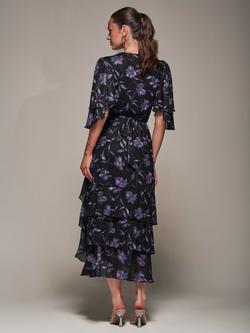 Jolie Moi Frill Trim Mesh Dress - view 2, Purple