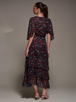 Jolie Moi Frill Trim Mesh Dress - view 2, Red Cherry