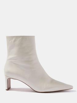 Mint Velvet Heeled Leather Ankle Boots, White, White