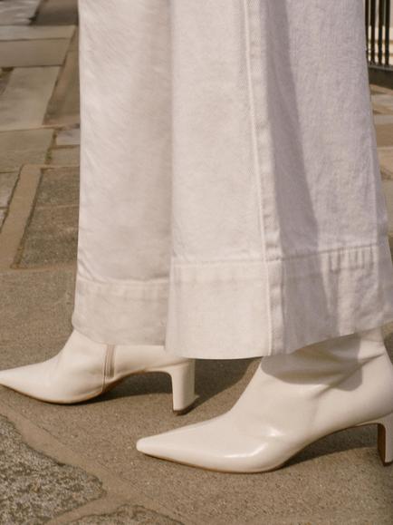 Mint Velvet Heeled Leather Ankle Boots, White - view 2, White