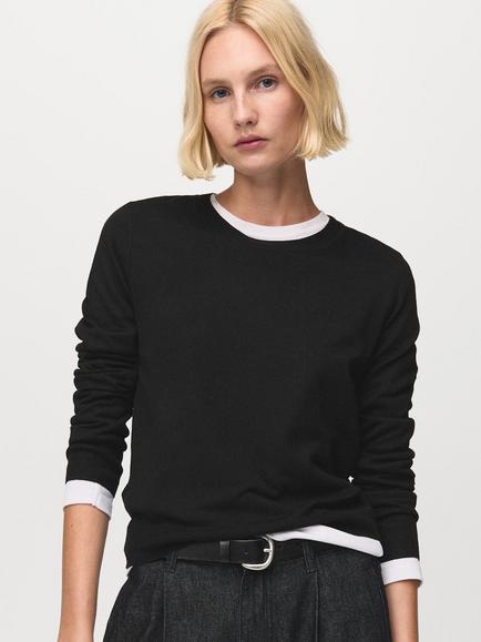 Mango Lucca Crew Neck Jumper, Black, Black