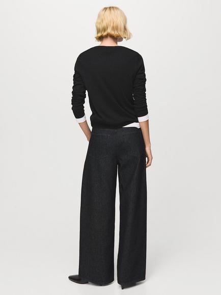 Mango Lucca Crew Neck Jumper, Black - view 2, Black