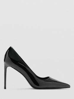 Mango Coco Patent Stiletto Heel Court Shoes, Black, Black