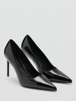 Mango Coco Patent Stiletto Heel Court Shoes, Black - view 2, Black