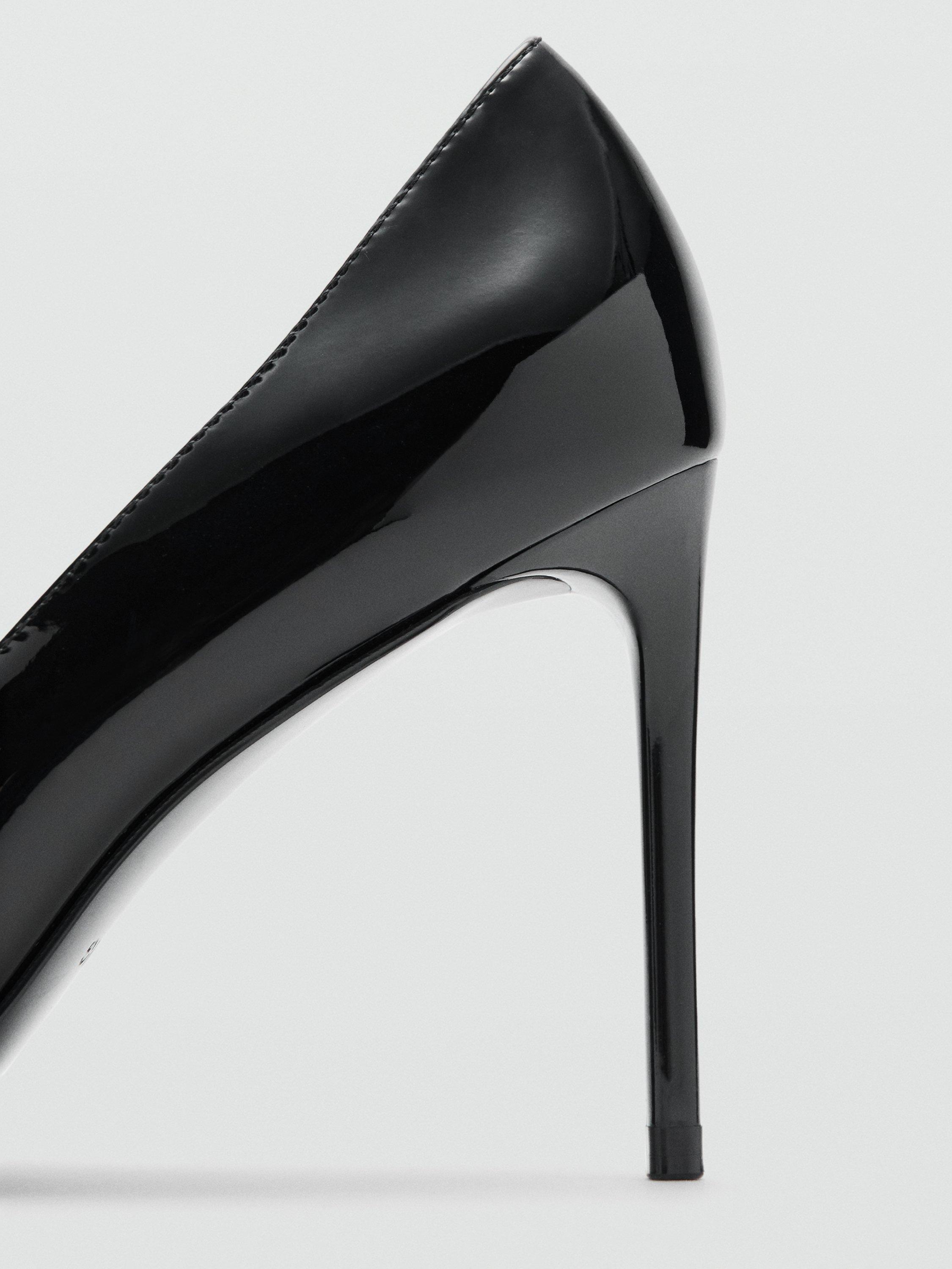 Mango Coco Patent Stiletto Heel Court Shoes, Black