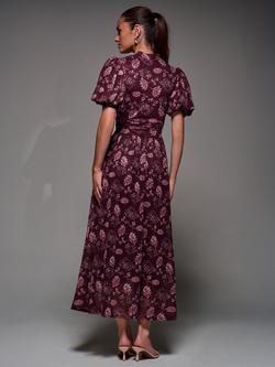 Jolie Moi Puffy Sleeve Mesh Dress - view 2, Burgundy