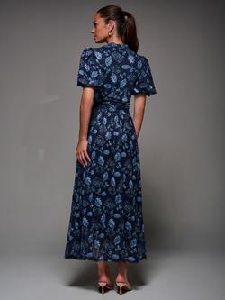 Jolie Moi Puffy Sleeve Mesh Dress - view 2, Navy