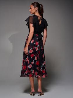 Jolie Moi Two Tone Chiffon Dress - view 2, Red