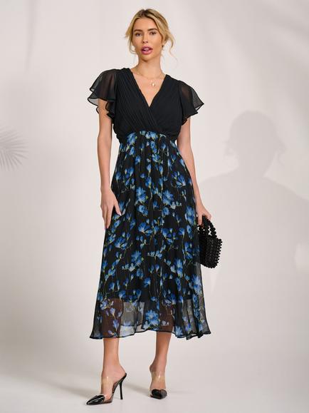 Jolie Moi Two Tone Chiffon Dress, Blue