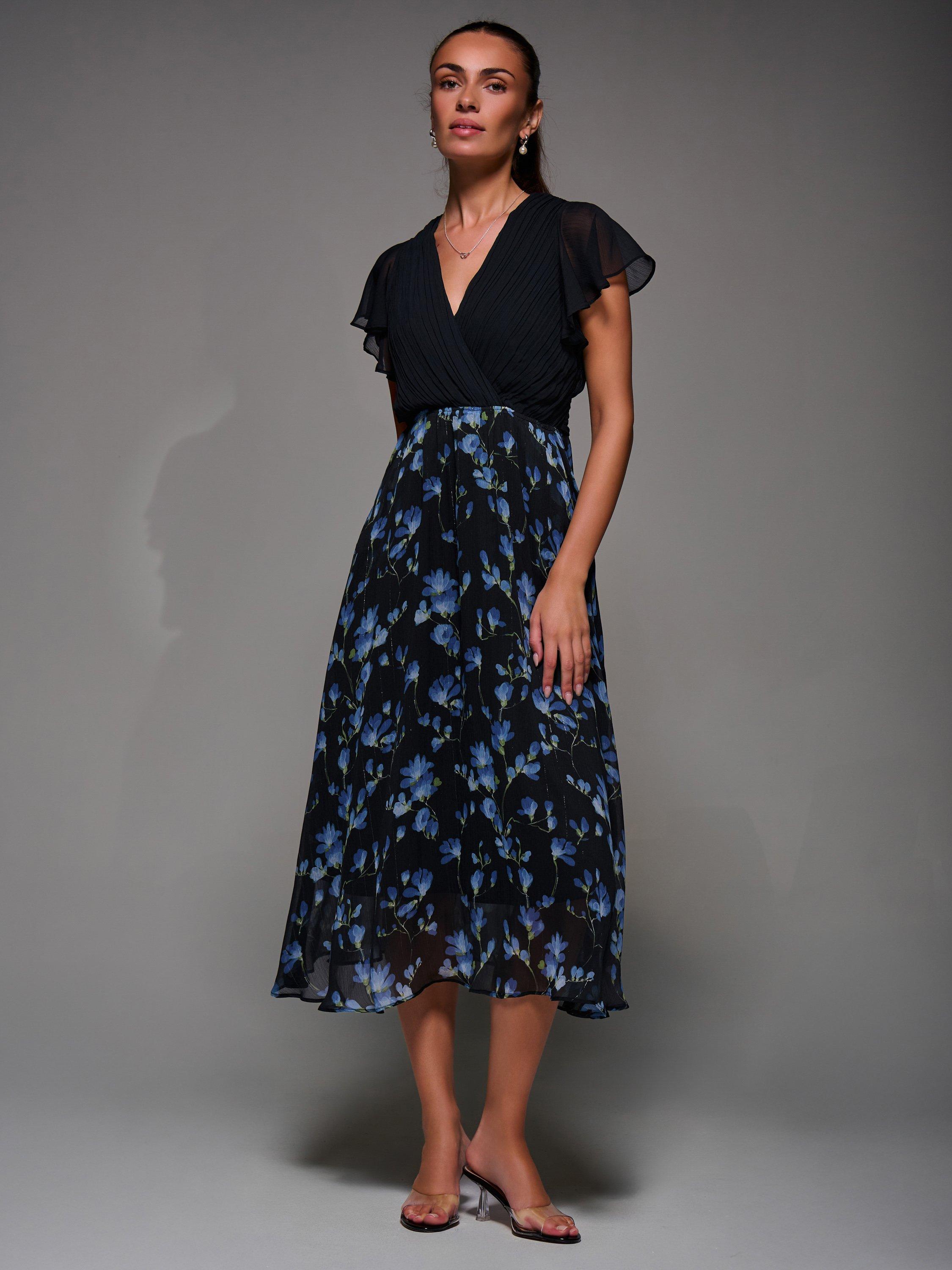 Product image 3 of 7, which shows Jolie Moi Two Tone Chiffon Dress, Blue, 8