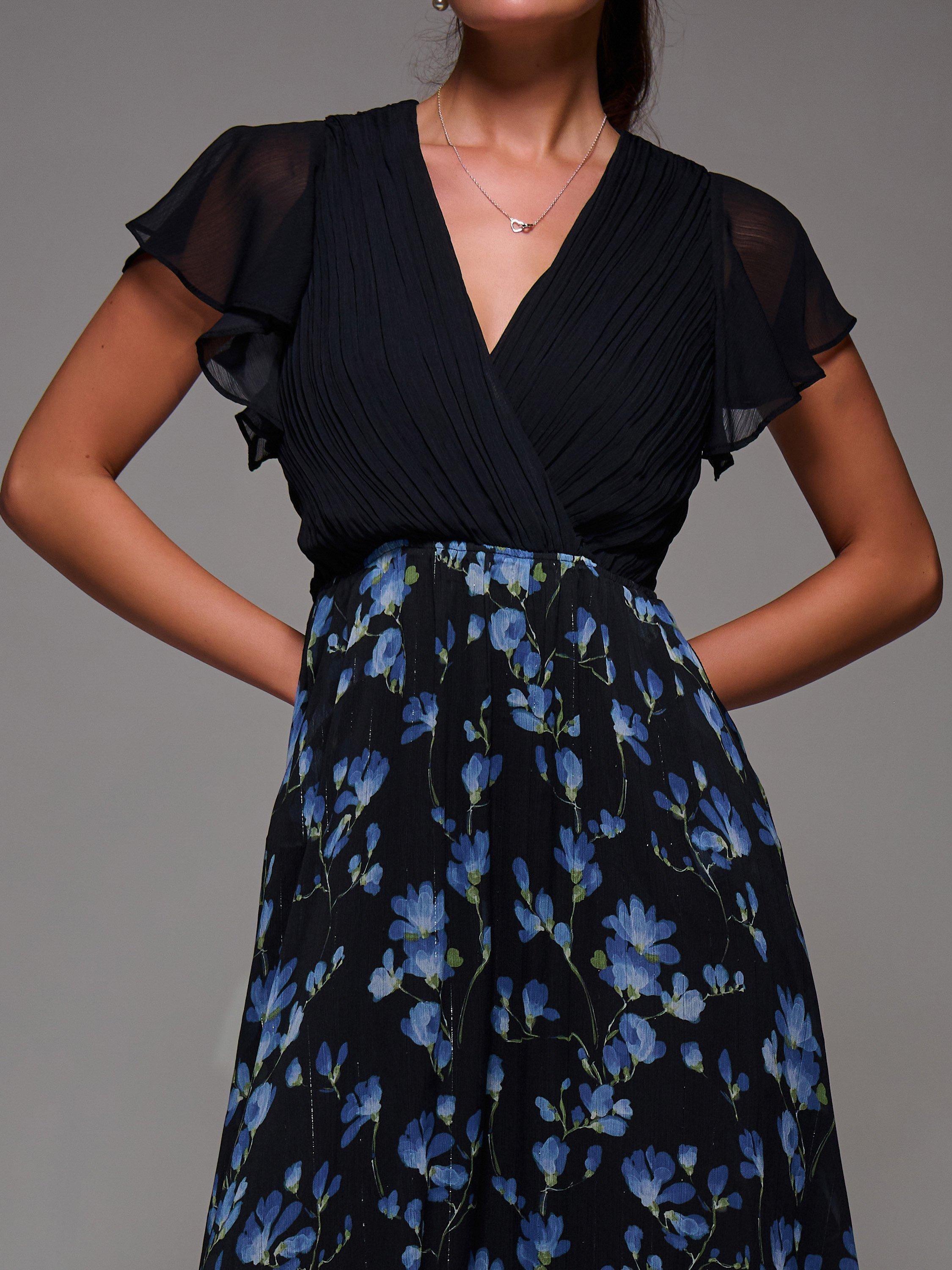 Product image 4 of 7, which shows Jolie Moi Two Tone Chiffon Dress, Blue, 8