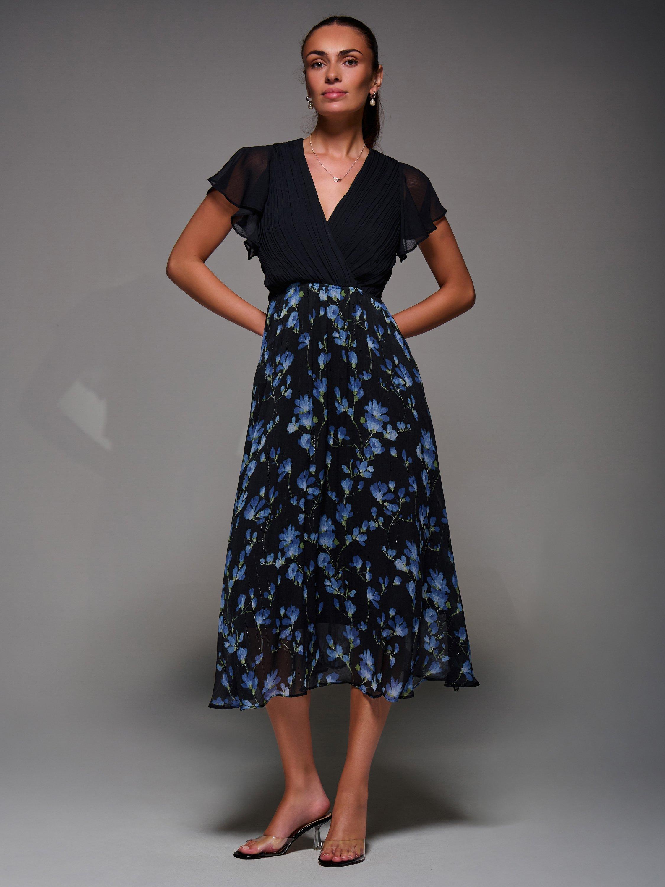 Product image 6 of 7, which shows Jolie Moi Two Tone Chiffon Dress, Blue, 8
