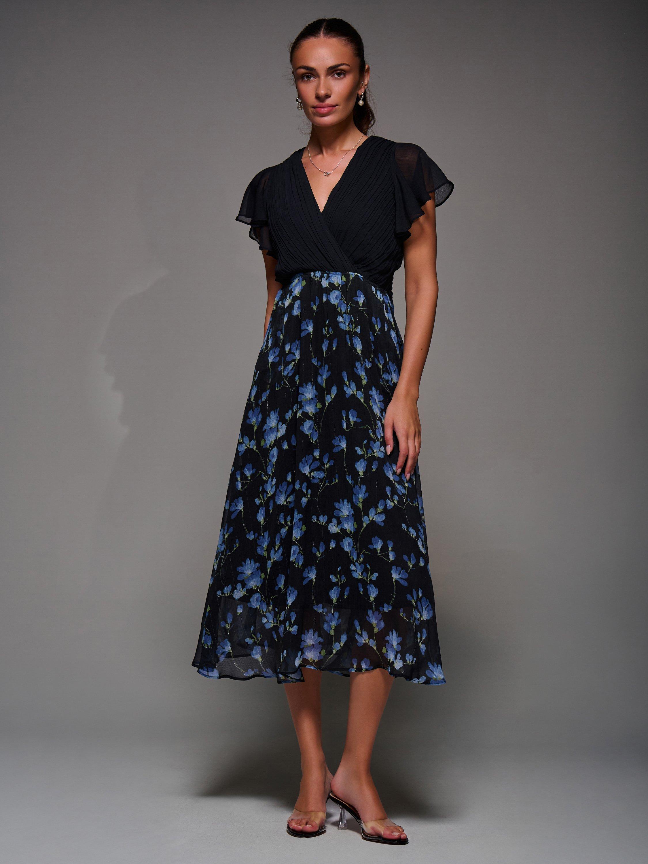 Product image 7 of 7, which shows Jolie Moi Two Tone Chiffon Dress, Blue, 8