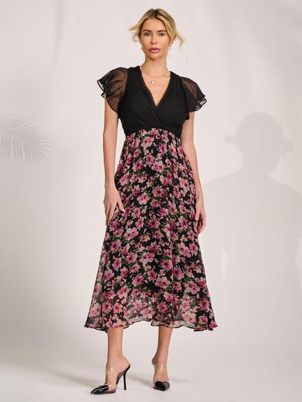 Jolie Moi Two Tone Chiffon Dress, Pink