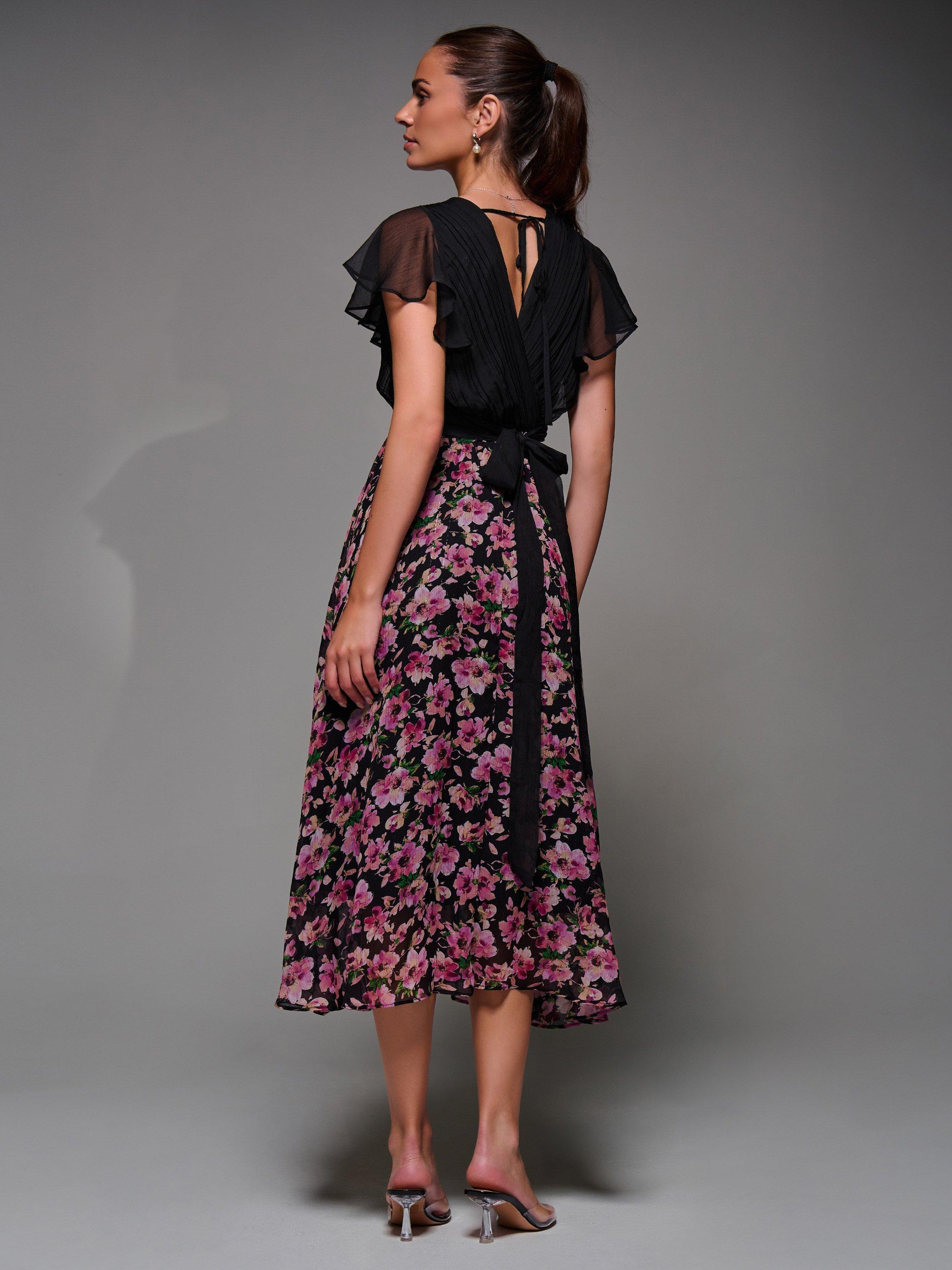 Product image 2 of 7, which shows Jolie Moi Two Tone Chiffon Dress, Pink, 8