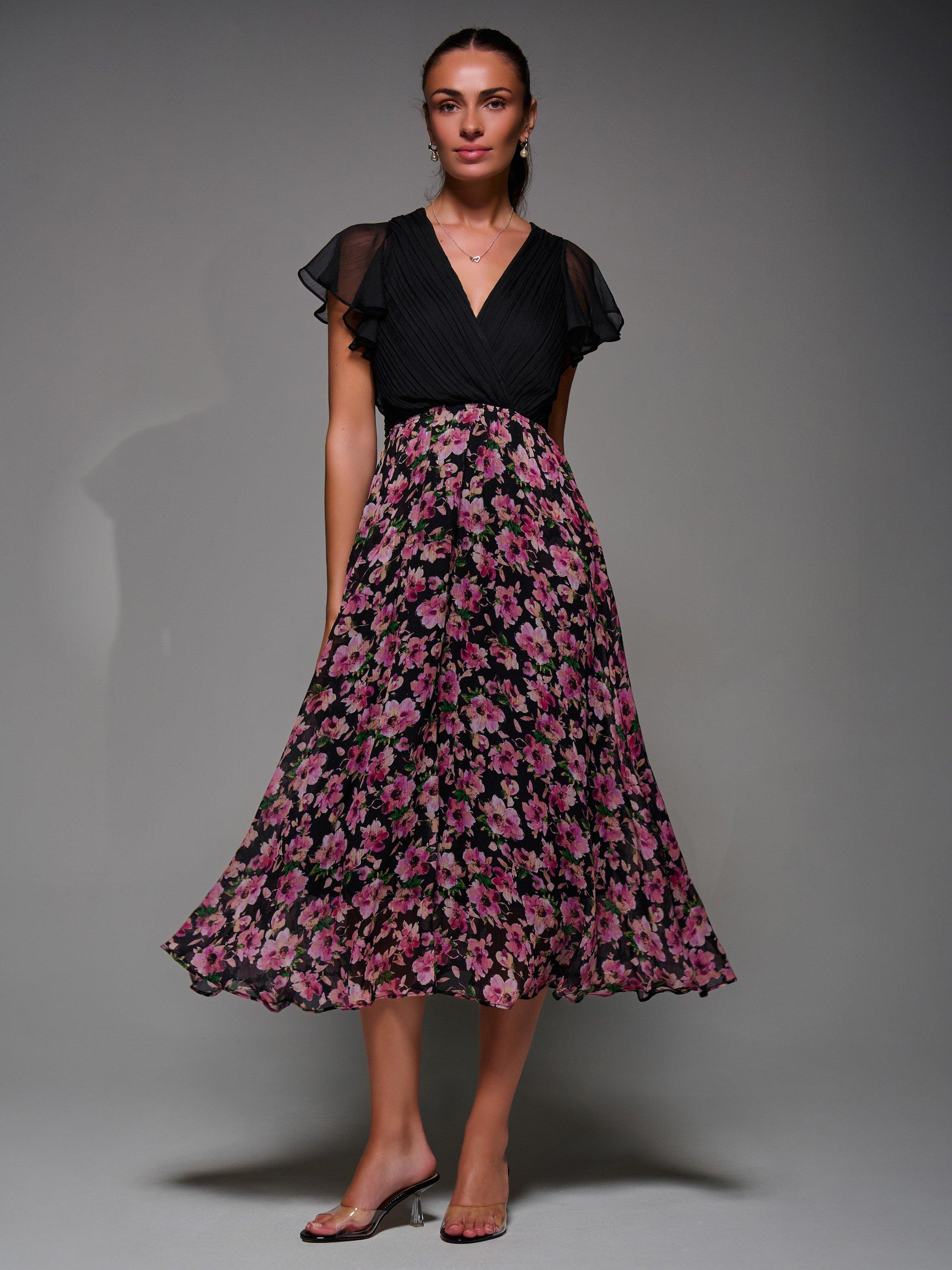 Product image 3 of 7, which shows Jolie Moi Two Tone Chiffon Dress, Pink, 8