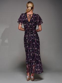 Jolie Moi V-Neck Frill Sleeve Chiffon Midaxi Dress - view 2, Purple