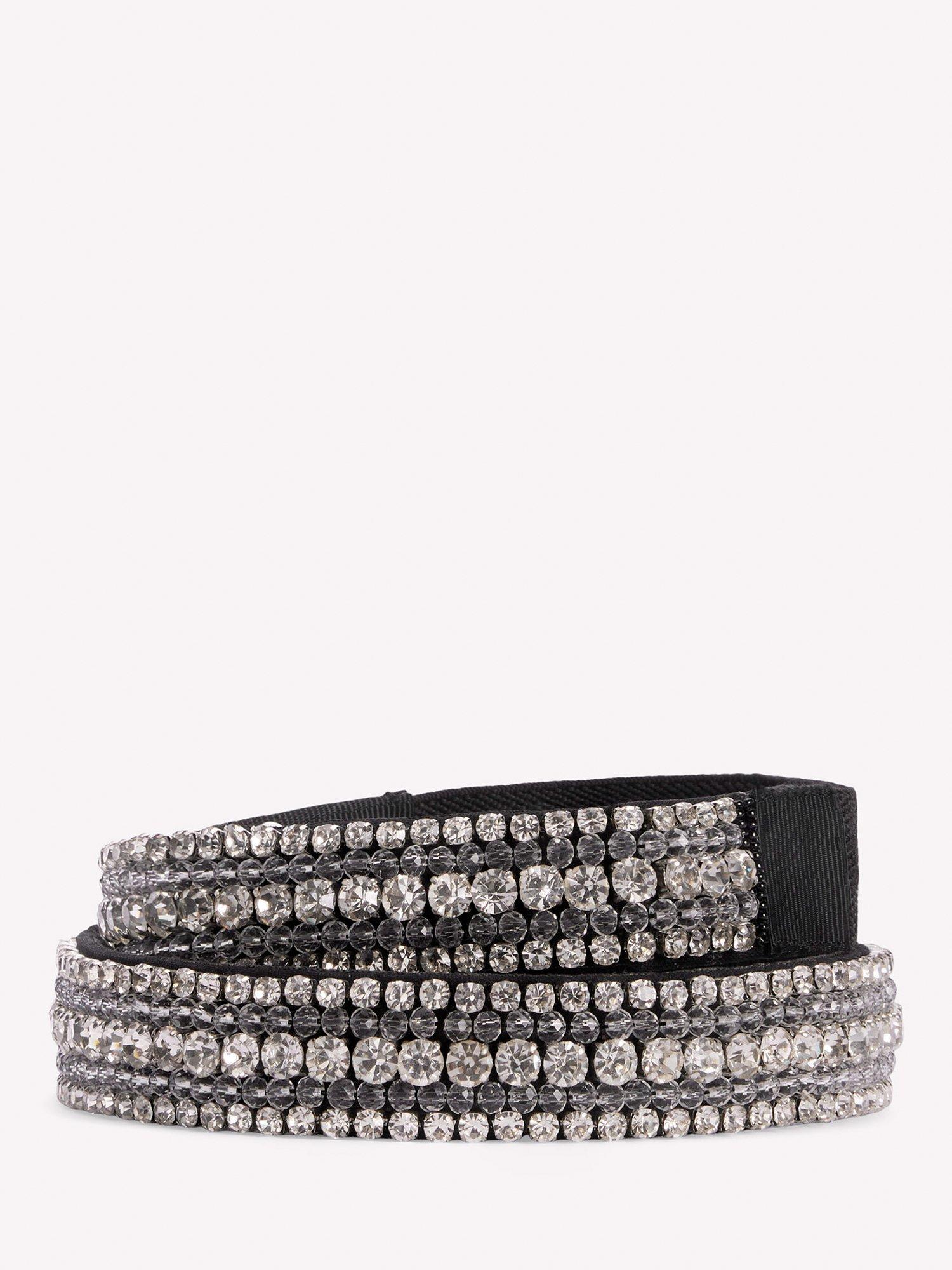 Product image 1 of 3, which shows Boden Embellished Skinny Belt, Black/Multi, XS