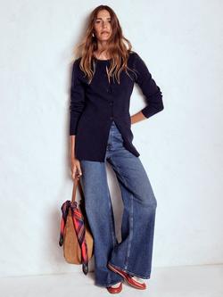 Boden Joanna Fitted Knit Jacket, Navy, Navy