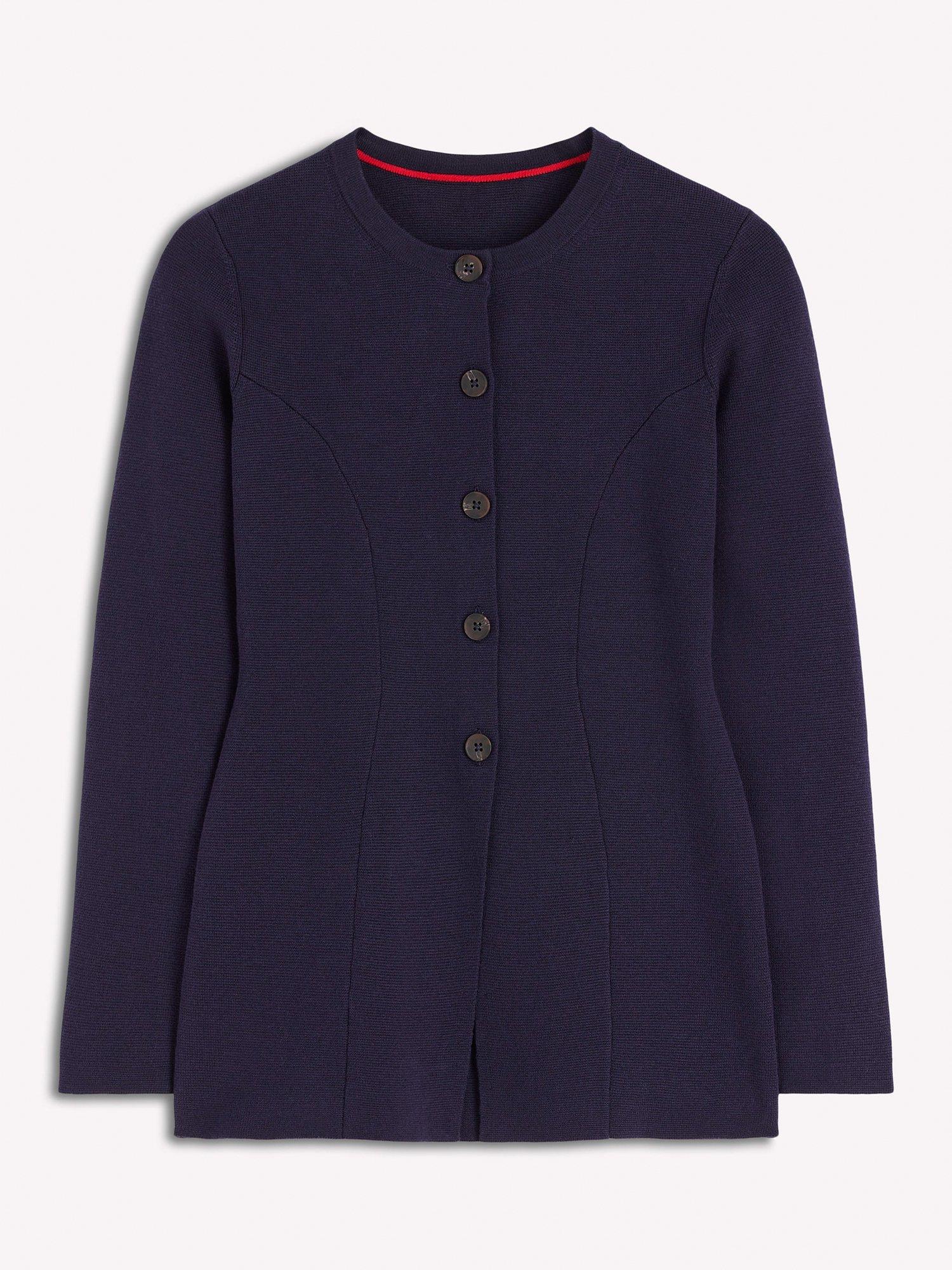 Product image 5 of 6, which shows Boden Joanna Fitted Knit Jacket, Navy, 8